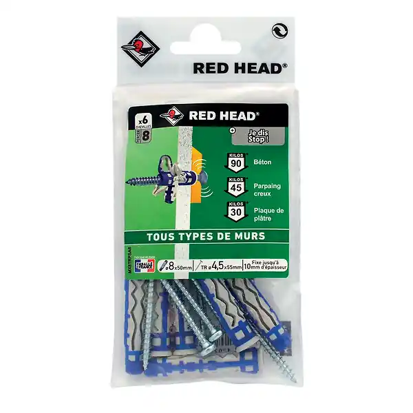 Offre Limitée Sachet de 6 Mx D8x50mm + Vis TR D4,5x55mm RED HEAD