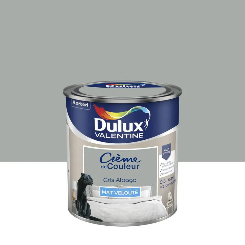 Achat Immédiat Peinture Crème de Couleur Gris Alpaga mat 500 ml - DULUX VALENTINE