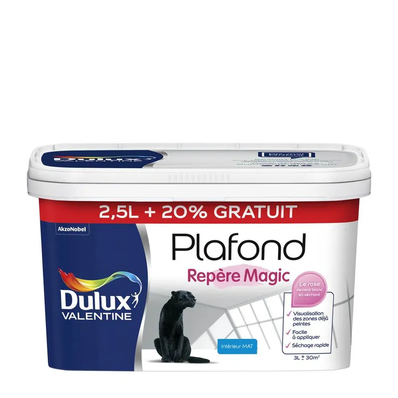 Soldes Peinture plafond acrylique Repère Magic blanc mat 2,5 l + 20 % - DULUX VALENTINE