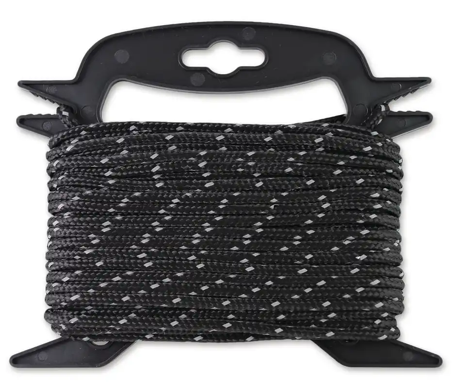 Prix Promo Corde polypropylène réfléchissante résistance 35 kg diàmètre 4.8 mm longueur 15 m noir REFLECT CORD