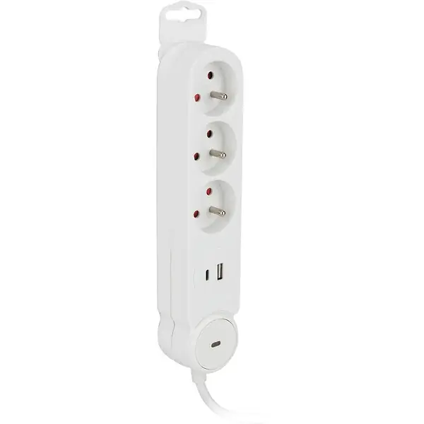 Multiprise Iota 3 prises 16A + prise USB A+C avec interrupteur - Zenitech Super Prix