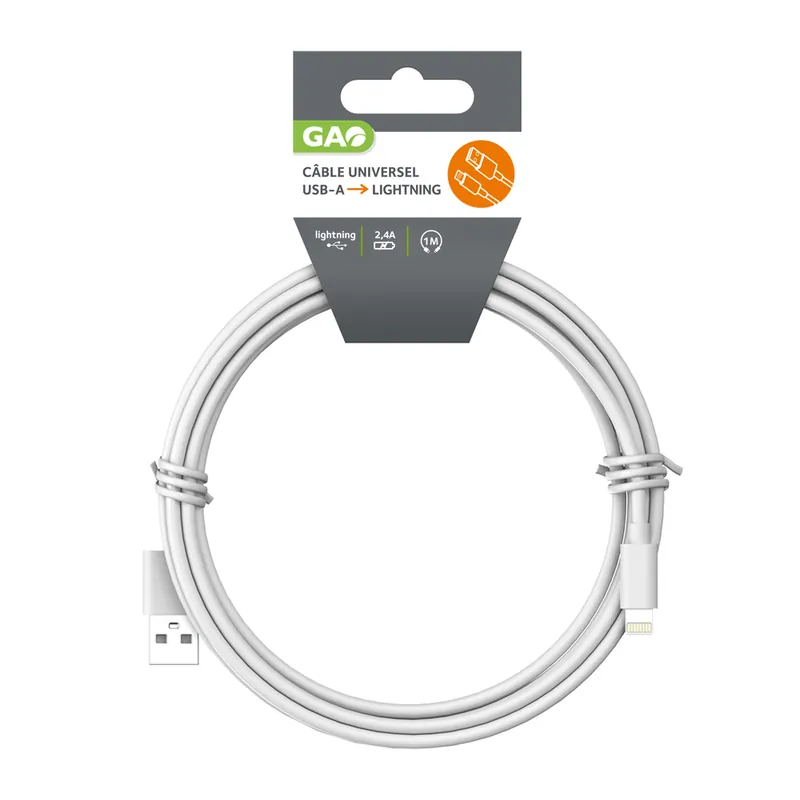 Haute Qualité Câble USB de type A vers Lightning longueur 1 m - GAO