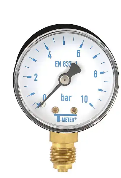 Dernière Chance Manomètre radial - 0-10 bars - Raccord laiton 1/4" DIPRA