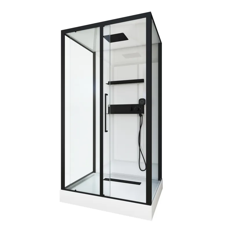 Cabine de douche noire mat l.90 x L.115 x H.217 cm Phantom3 AURLANE Vente Directe