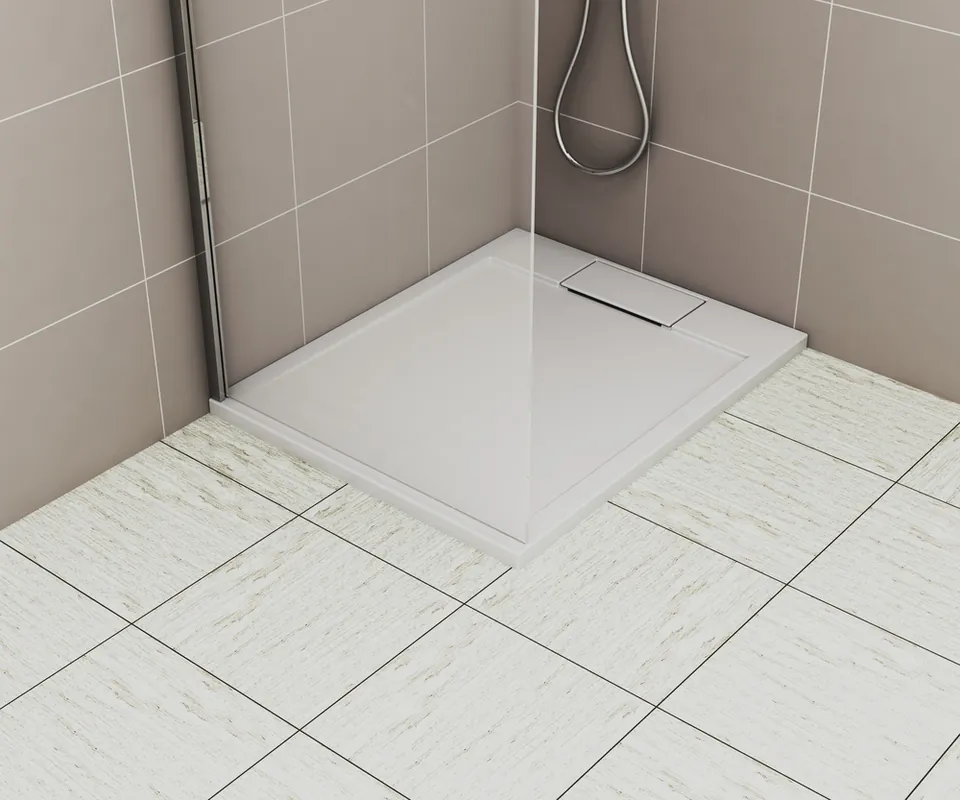 Receveur de douche 80x100 cm résine blanc brillant Island - OCEA Expédié Aujourd'hui