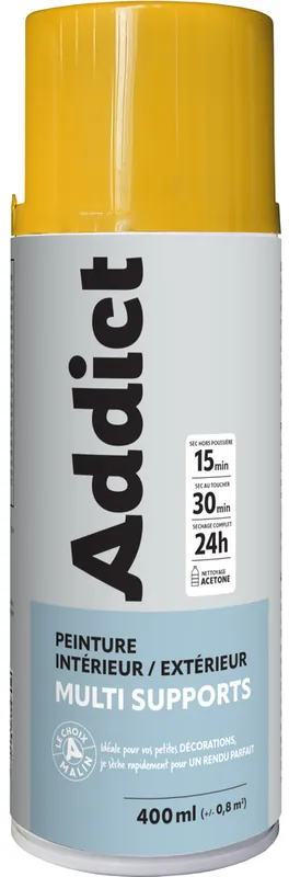 Prix Réduit Bombe de peinture multi supports jaune brillant éco 400 ml - ADDICT