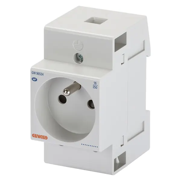 Prise modulaire pour rail DIN - standard français - 2P+T 16A - 2.5 modules - GEWISS - GW96524 Haute Qualité
