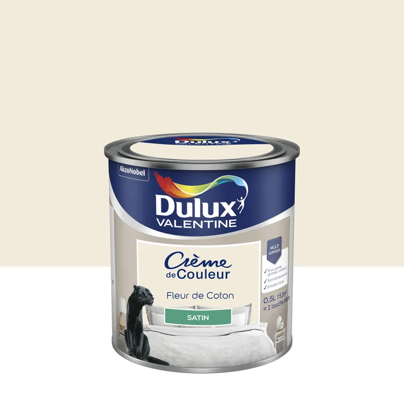 Peinture Crème de Couleur Fleur de Coton satin 500 ml - DULUX VALENTINE Prix Promo