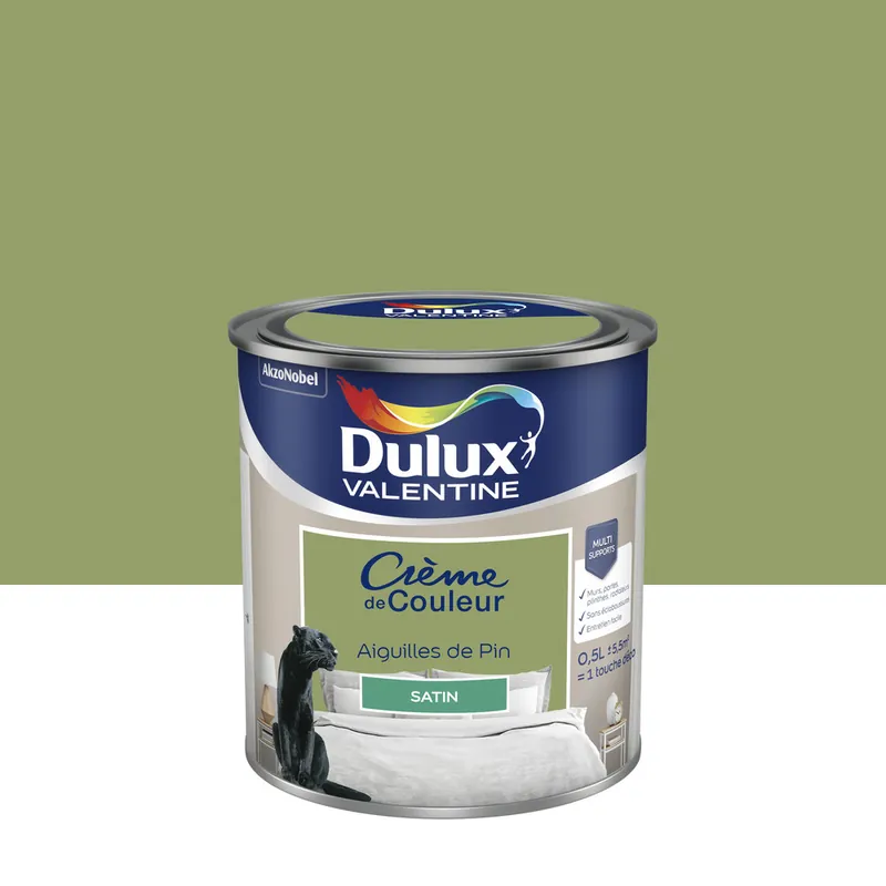 Peinture Crème de Couleur Aiguilles de Pin satin 500 ml - DULUX VALENTINE Expédié Aujourd'hui