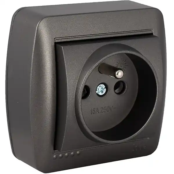 Quantité Limitée Prise française 2P+T 16A 250V en saillie - Noir graphite - Solera