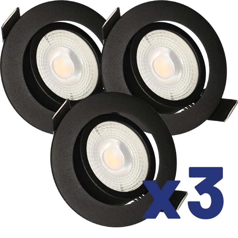 Spots LED encastrables orientables module remplaçable Noir par 3 - Ruby ARLUX Offre Du Jour