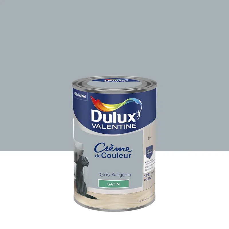 Dernière Chance Peinture Crème de Couleur Gris Angora satin 1,25 l - DULUX VALENTINE
