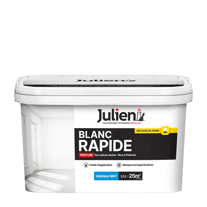 Peinture acrylique Rapide blanc mat 2,5 l - JULIEN Pas Cher