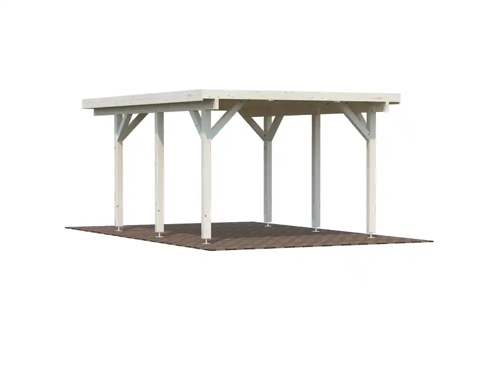 Super Prix Carport toit plat en bois Karl - 1 voiture - 18,4 m² hors-tout - Livraison à domicile incluse - PALMAKO