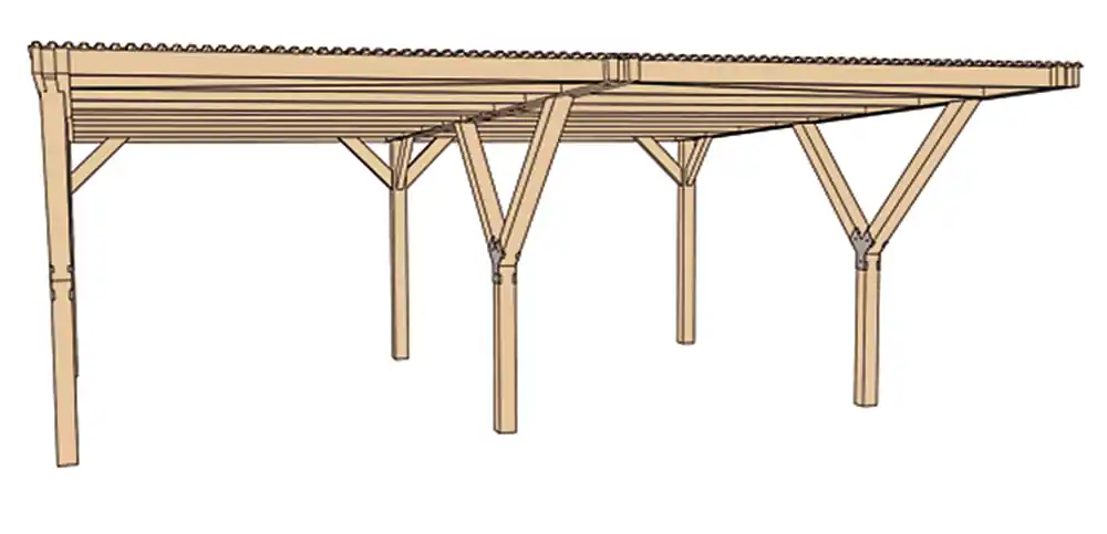 Carport double en Y avec toit en PVC 612, Livraison à domicile incluse - WEKA Prix Promo