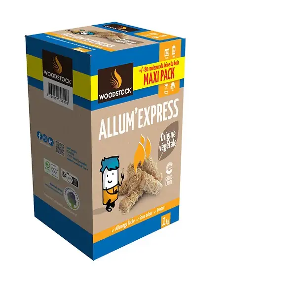 Allume-feux naturels - Allum‘express - 1 kg WOODSTOCK Satisfait Ou Remboursé