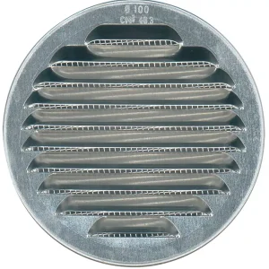 Dernière Chance Grille d‘aération ronde à persienne en aluminium brut diamètre 100 mm AUTOGYRE