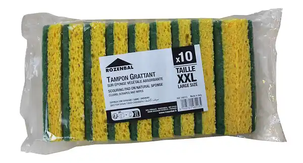 Lot de 10 tampons à récurer - Éponge végétale - Grand format Prix Bas