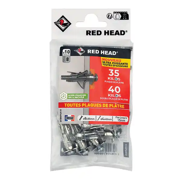 Sachet simple de 10 Superklix D8x35mm + TR D4x40mm RED HEAD Must-Have