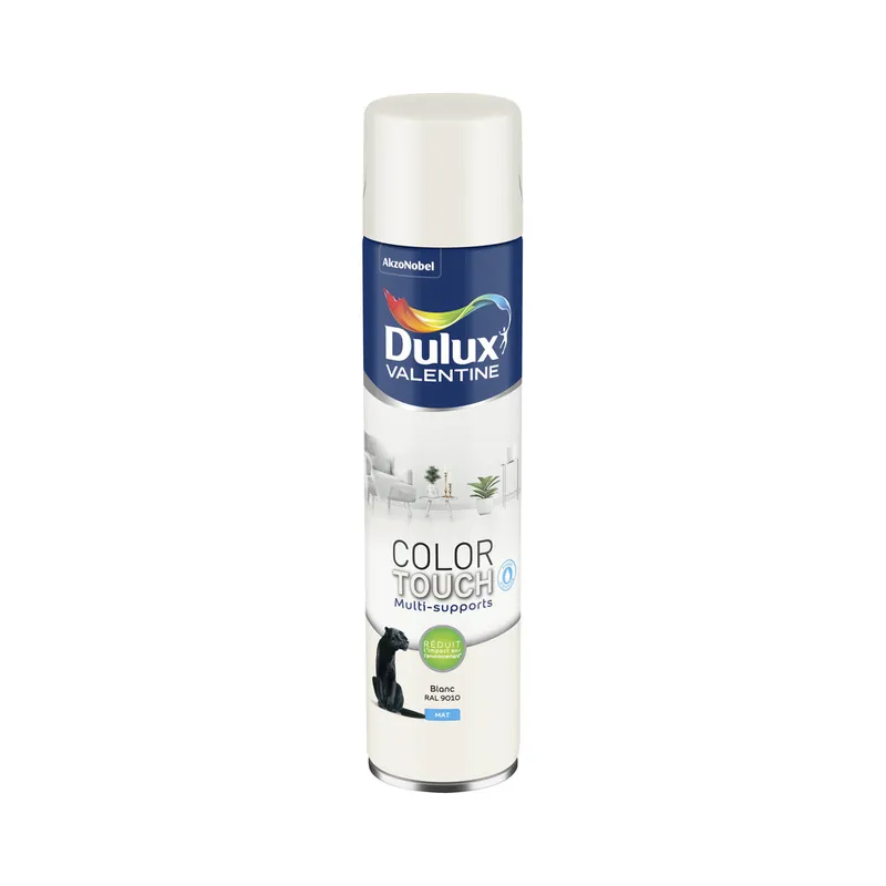 Bombe de peinture Color Touch maxi blanc RAL 9010 mat 600 ml - DULUX VALENTINE Dernière Chance
