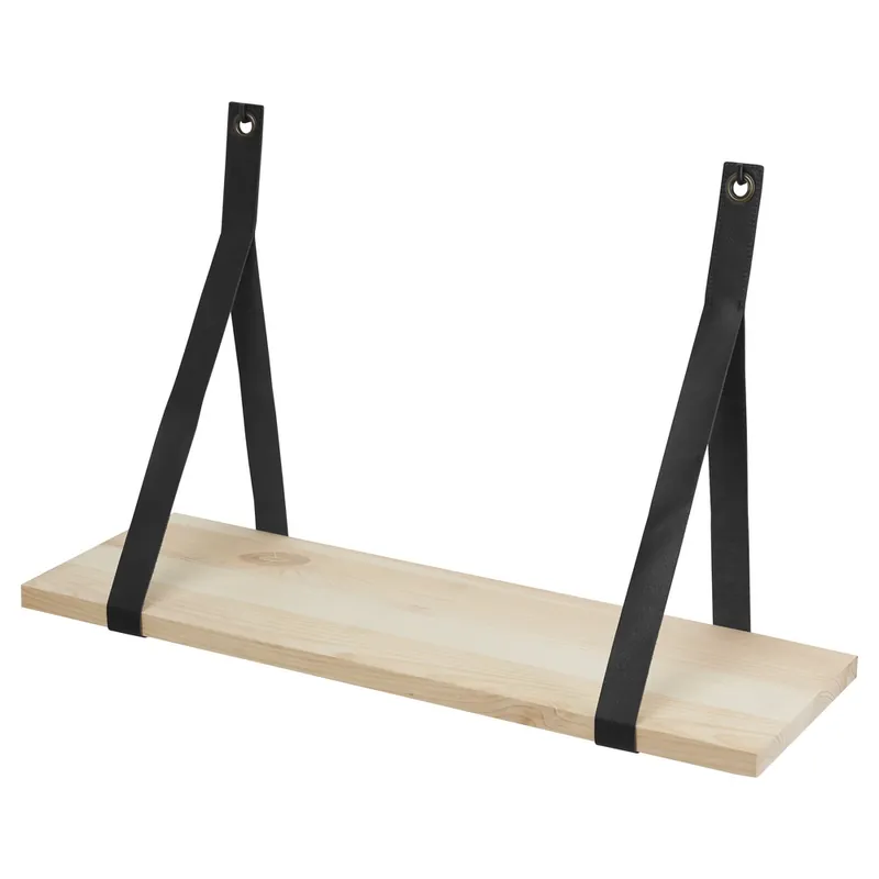 Promotion Etagère avec lanières en cuir noir DURALINE