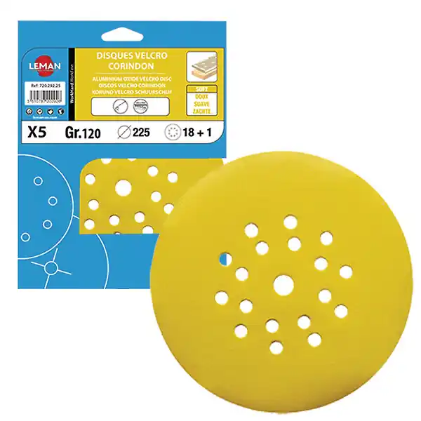 Disques abrasifs velcro 225mm - Grain 120 - Lot de 5 LEMAN Meilleure Vente
