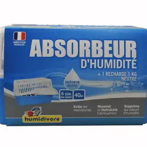 Absorbeur d‘humidité Humidivore large - Blanc - 1kg Dernier Modèle