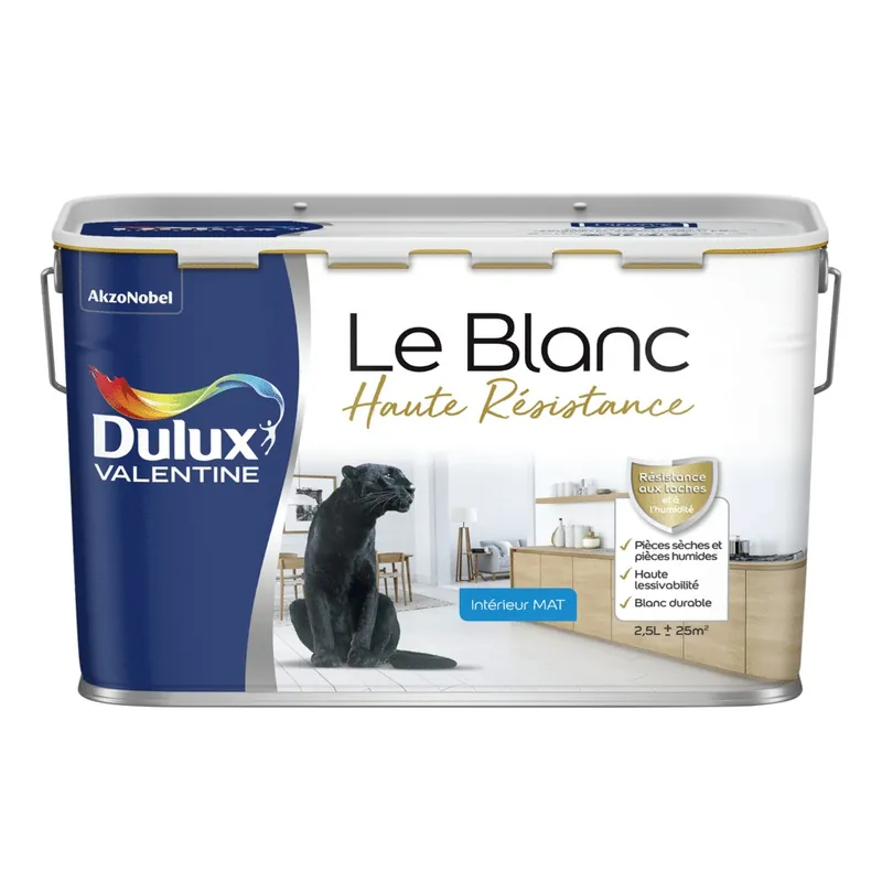 Peinture acrylique Haute Résistance Blanc mat 2,5 l - DULUX VALENTINE Acheter Direct