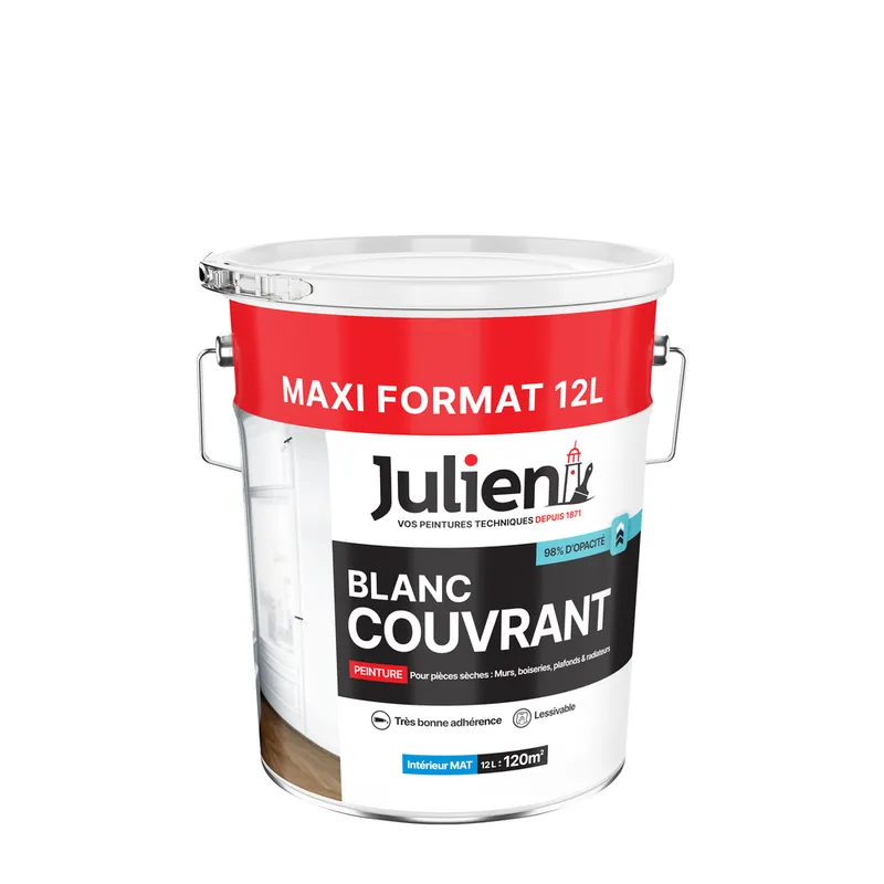 Peinture acrylique Couvrant blanc mat 12 l - JULIEN Petit Prix