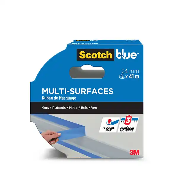 Ruban de masquage multi-surfaces - Bleu - 24mm x 41m SCOTCHBLUE Certifié