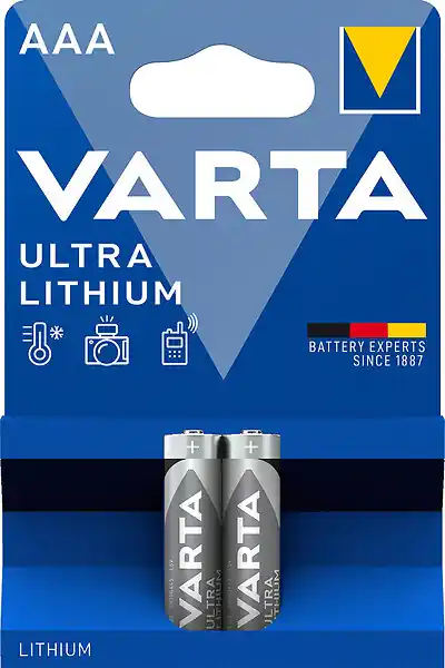 Haute Qualité Pile lithium AAA - Lot de 2 - 1,5V - 1100 mAh VARTA