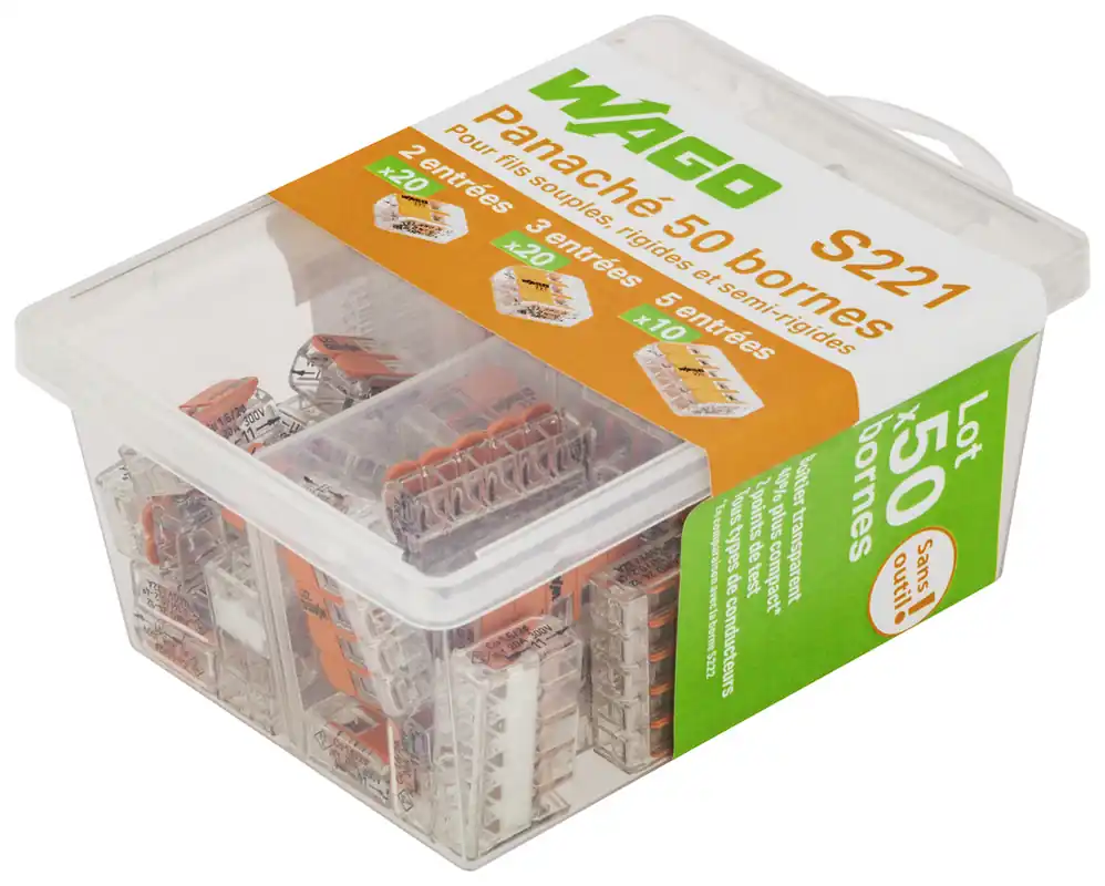 Offre Exclusive Bornes automatiques pour fil souples ou rigides S221 par 50 WAGO