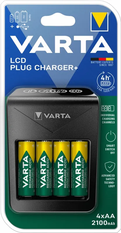 Chargeur de piles LCD Plug Charger+ 2100 mAh VARTA Super Prix
