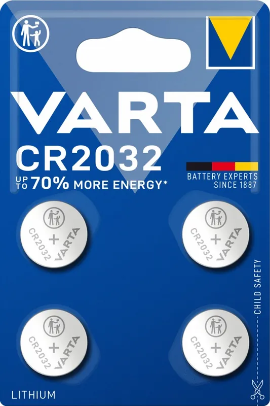 Certifié Piles lithium CR2032 par 4 - VARTA
