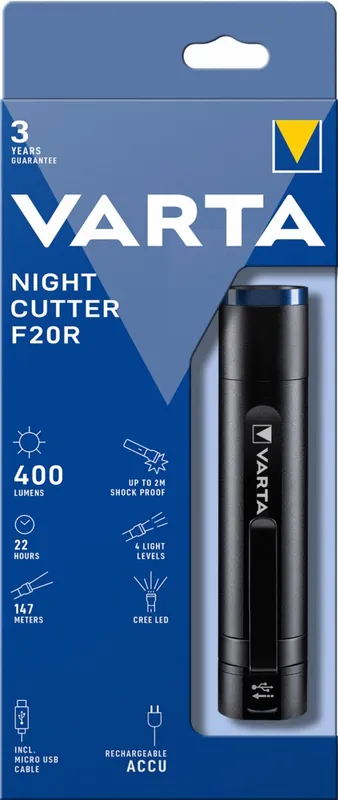 Lampe torche Night Cutter rechargeable 400 lumens - VARTA Prix Promo