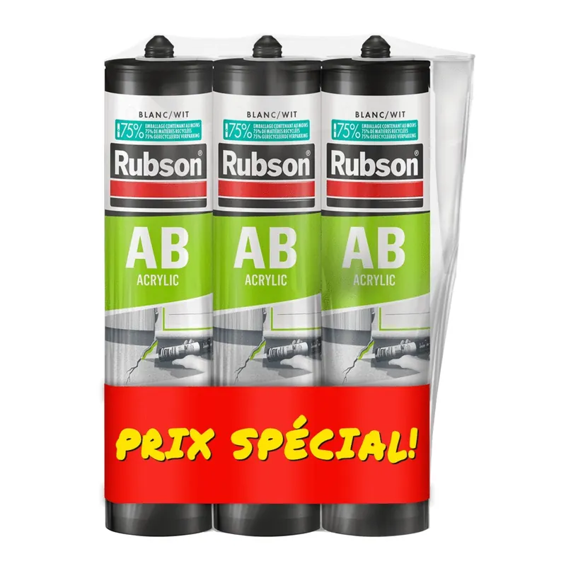 Réduction Mastic Colle Acrylique Bâtiment Blanc 300 ml par 3 RUBSON
