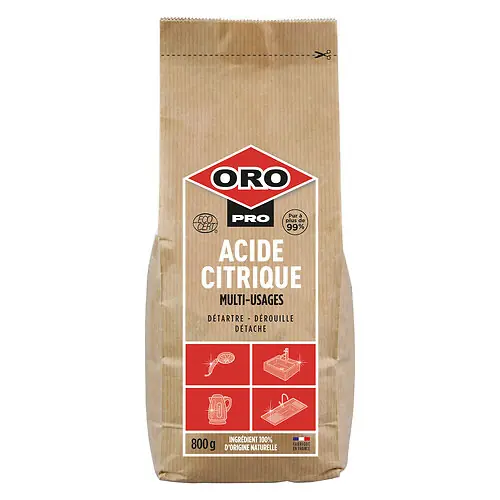 Acide citrique en poudre - Détartrant multi-usages - 800 g ORO PRO Prix Choc