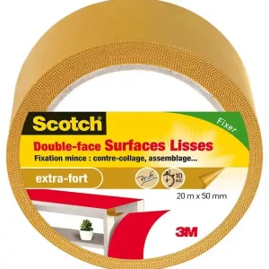 Ruban adhésif double face - Vinyle - Jaune - 20 m x 50 mm 3M SCOTCH Commande En Gros