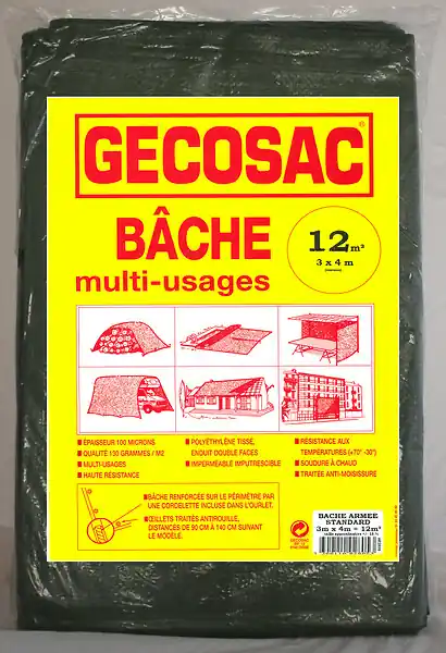 Offre Limitée Bâche polypropylène tissé bicolore 3x4m 140-150gr GECOSAC