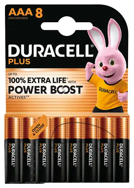 Dernier Modèle Pile alcaline AAA x8 - Duracell Plus Power Boost - 1.5 V