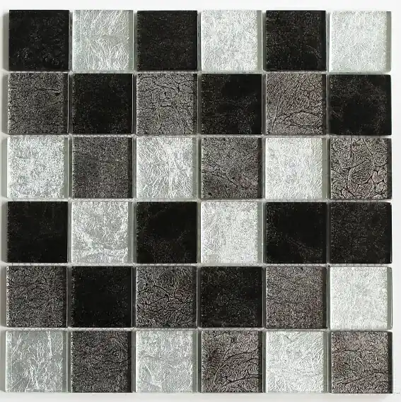 Mosaïque verre 300x300 carreaux 50x50x8 - Gris noir MAT INTER Vente Flash
