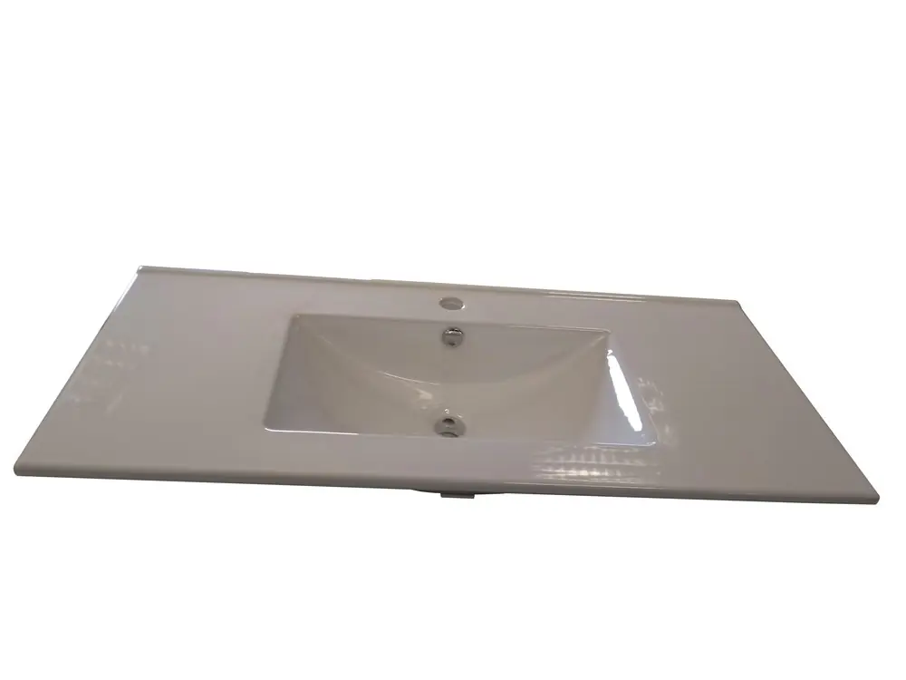 Vasque de salle de bains à encastrer L100 x H17 x P46 cm ceramique blanche - CONCILIO Top Vente