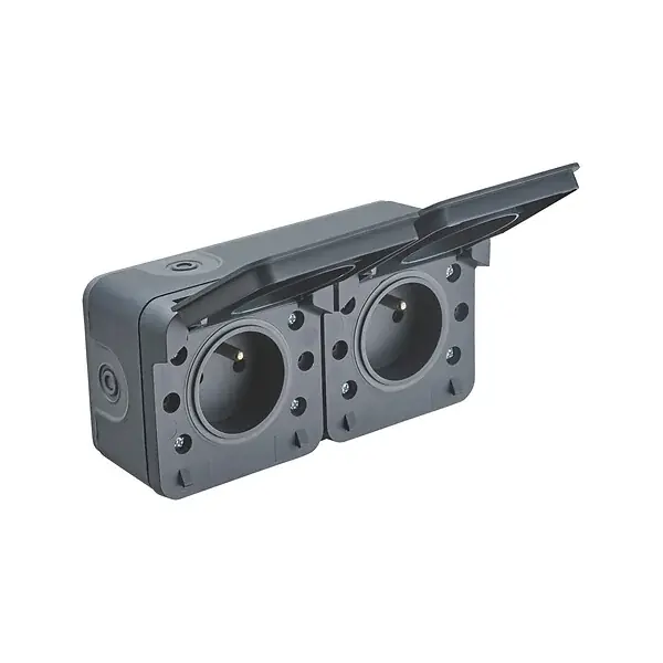 Prise 2P+T Double - ABS - Cyklone - Anthracite - IP55 DEBFLEX Top Vente