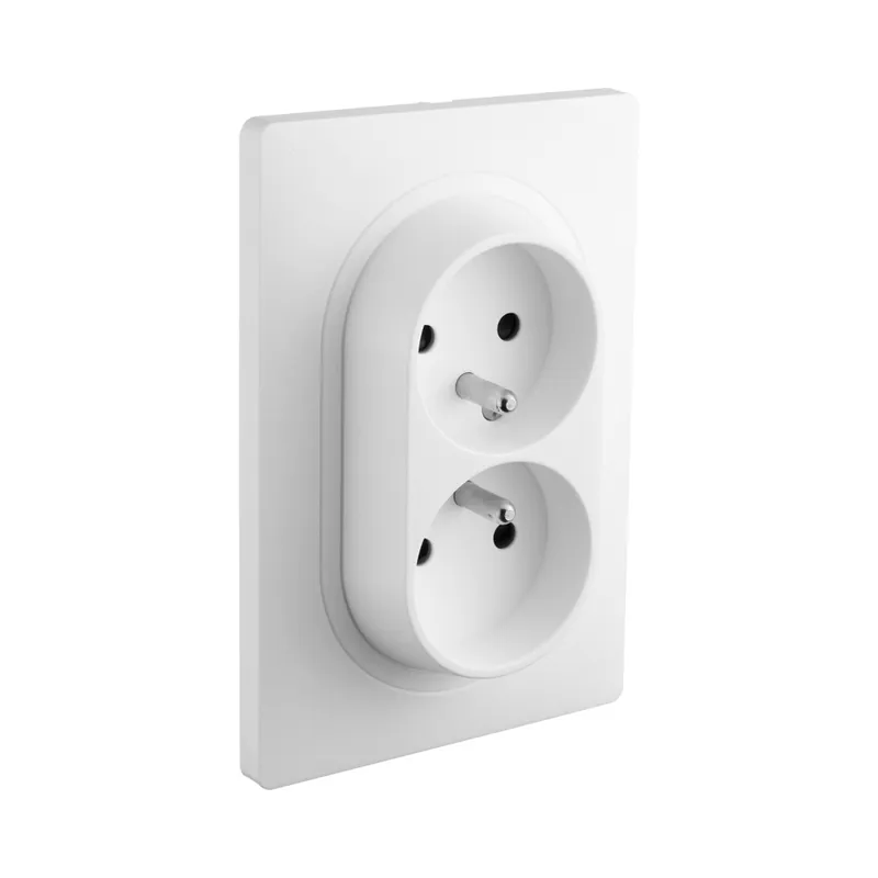 Petit Prix Double prise 2 pôles + terre 1 poste verticale blanc Caly - DEBFLEX