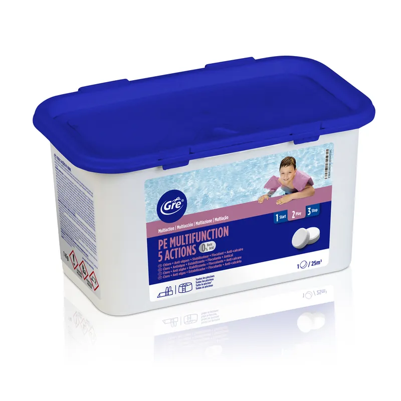 Soldes Chlore piscine 5 actions seau de 1 kg GRE