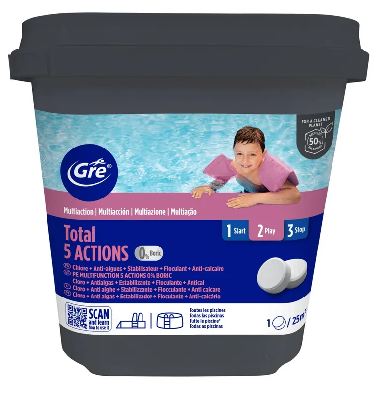 Nouvelle Collection Chlore piscine 5 actions seau de 5 kg GRE