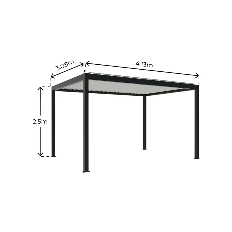 Prix Cassé Pergola autoportée motorisée avec kit éclairage LED Sofia 4 x 3 m HOMALU