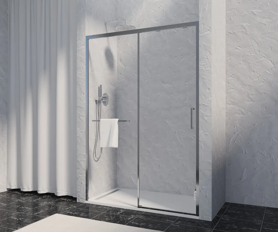 Porte de douche coulissante 160x200 cm profilé chrome verre transparent 8 mm Signature - OCEA Offre Spéciale