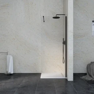 Acheter En Ligne Paroi de douche à l‘italienne 80x195 cm profilé noir verre transparent 6 mm Serenity - OCEA