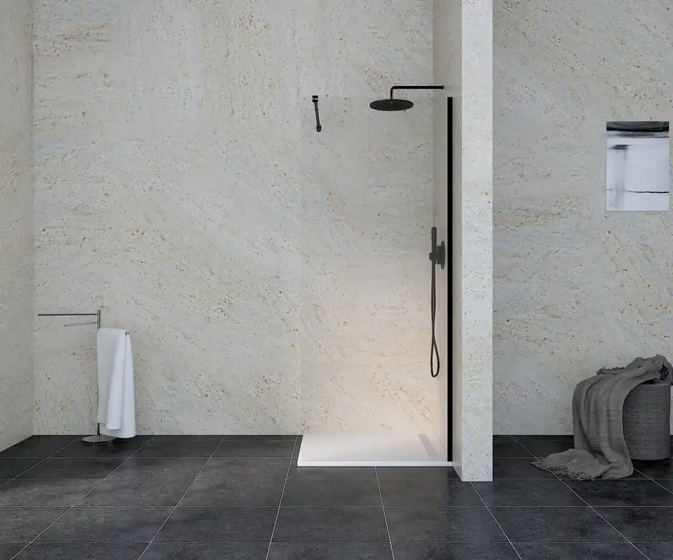 Acheter En Ligne Paroi de douche à l‘italienne 80x195 cm profilé noir verre transparent 6 mm Serenity - OCEA
